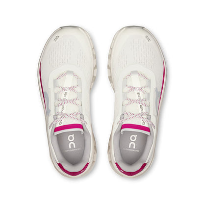Top view of the On Cloudmonster Ivory-Grenadine women’s running shoes 