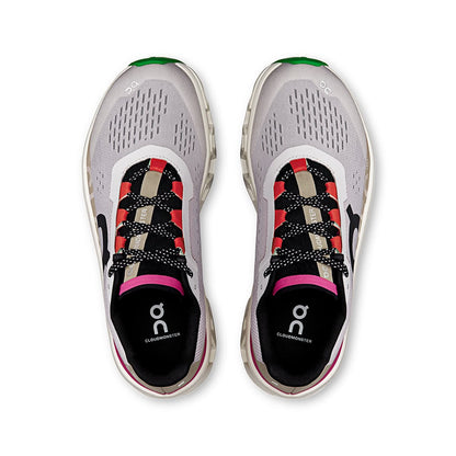 Top view of the On Cloudmonster Silver-Ivory women’s running shoes 