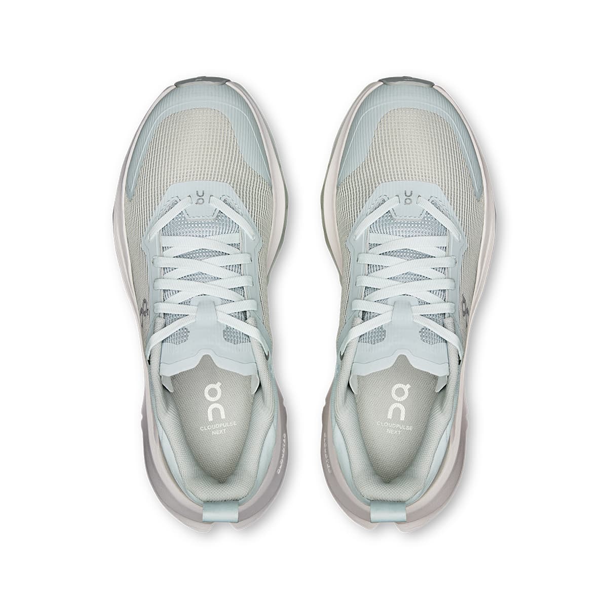 Top view of the Road Running On Cloudpulse Next Arctic-Glacier women’s running shoes #color_arctic-glacier