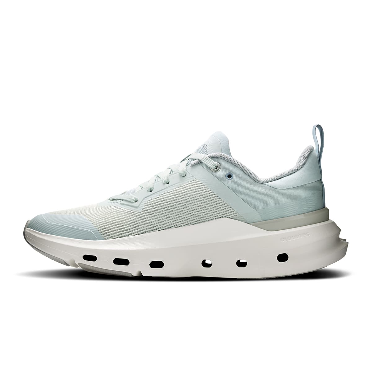 Left side view of the Road Running On Cloudpulse Next Arctic-Glacier women’s running shoe #color_arctic-glacier