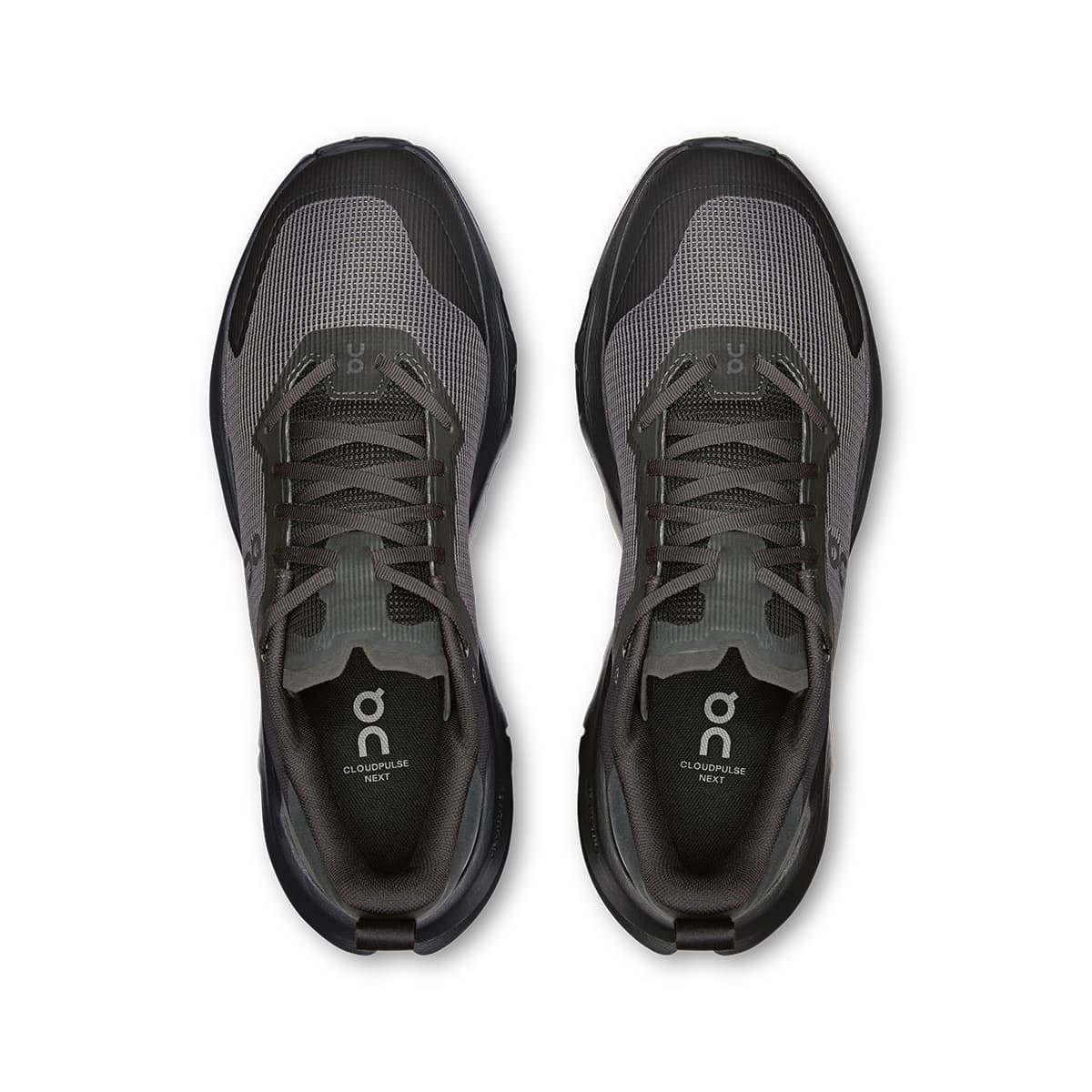 Top view of the Road Running On Cloudpulse Next Black-Stone men’s running shoes #color_black-stone