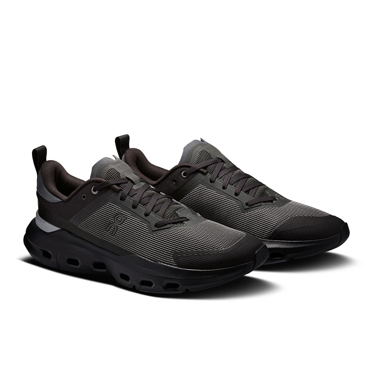 45-degree view of the Road Running On Cloudpulse Next Black-Stone men’s running shoe 