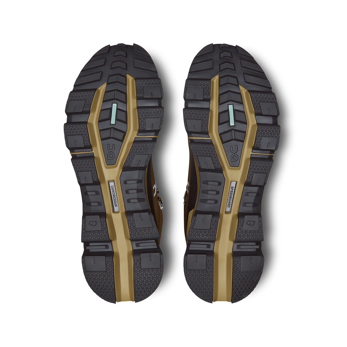 Soles of the On Cloudrock 2 Waterproof Hunter-Safari men’s running shoes #color_hunter-safari