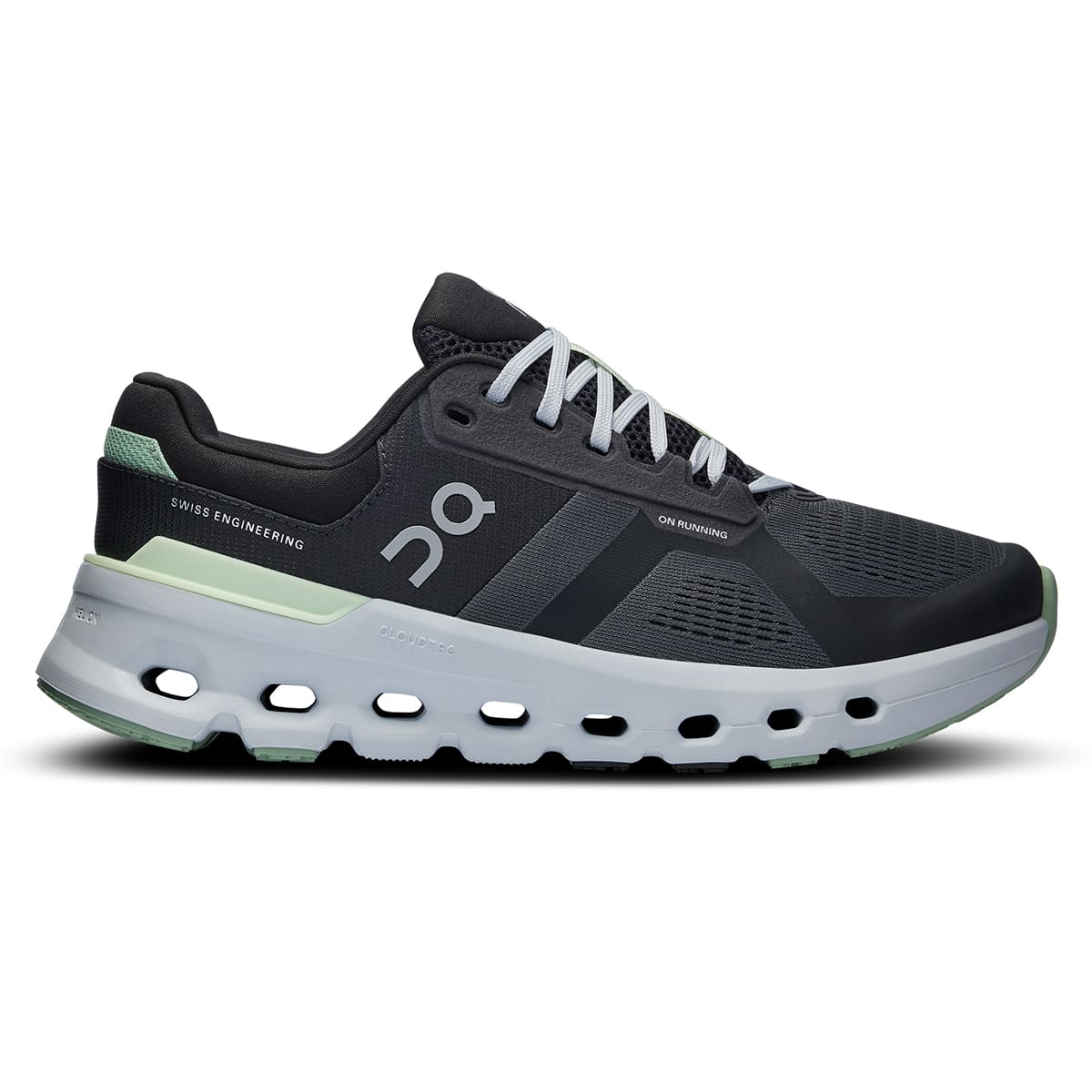 Right side view of the On Cloudrunner 2 Shadow Lima women’s running shoe #color_shadow-lima