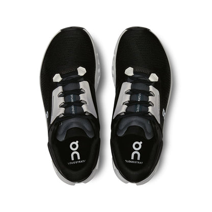 Top view of the On Cloudstratus 3 Black Frost women’s running shoes 