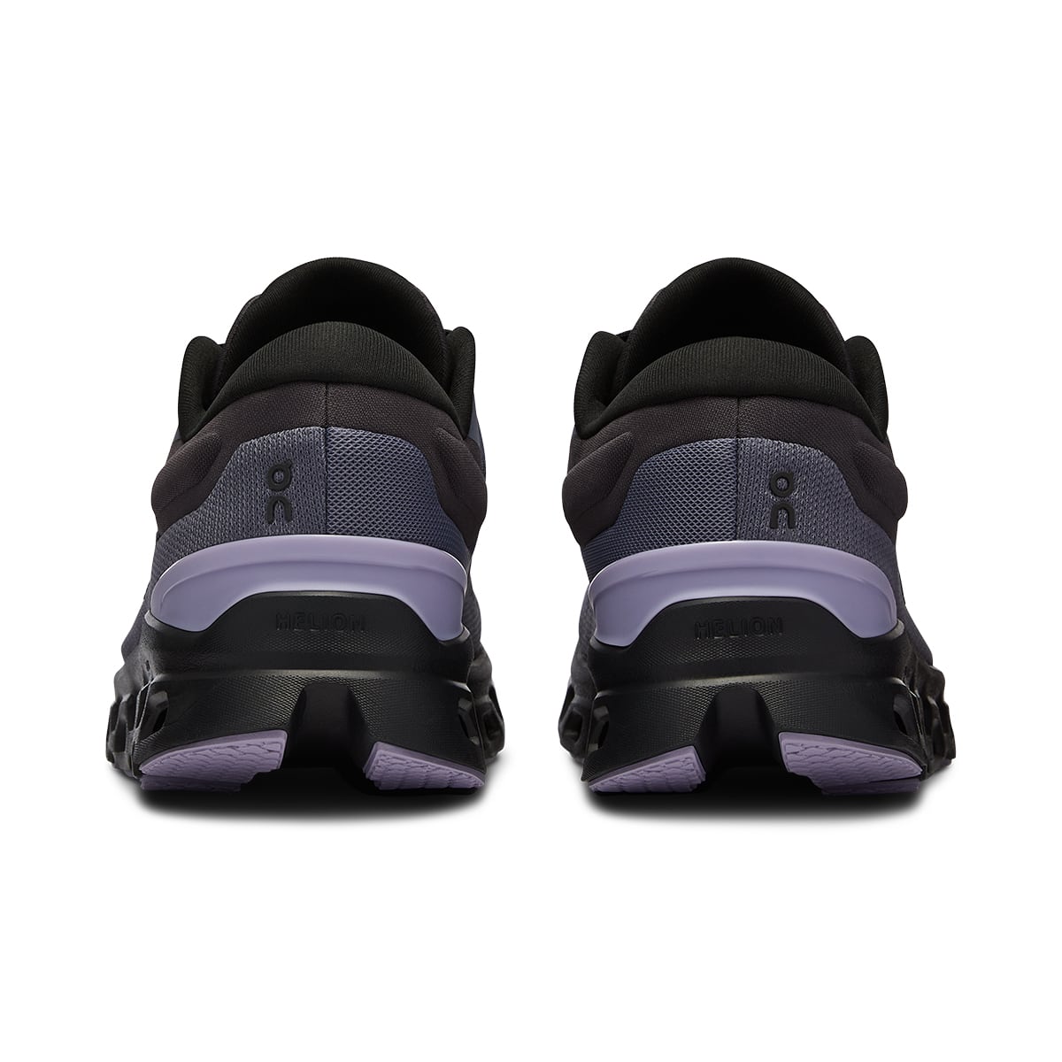 Back view of the On Cloudstratus 3 Metal Wisteria women’s running shoe 