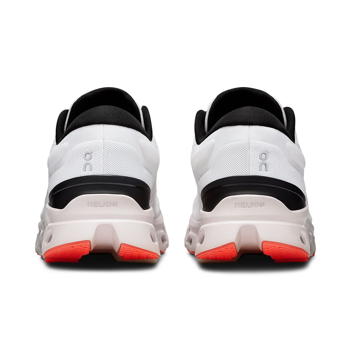 Back view of the On Cloudstratus 3 White Sand women’s running shoe 