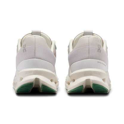 Back view of the On Cloudsurfer 7 Pearl-Ivory women’s running shoe 