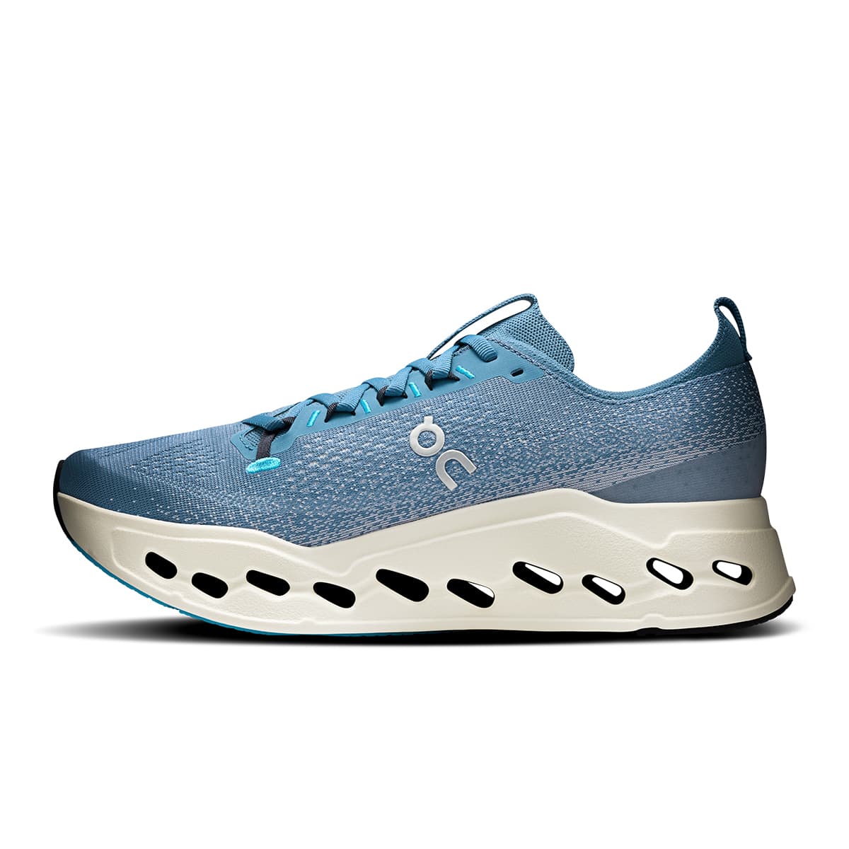 Left side view of the Road Running On Cloudsurfer-Max Dust-Ivory men’s running shoe 