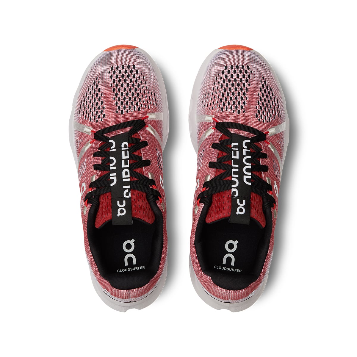 Top view of the On Cloudsurfer Auburn-Frost women’s running shoes #color_auburn-frost