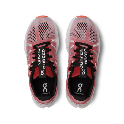 Top view of the On Cloudsurfer Auburn-Frost women’s running shoes 