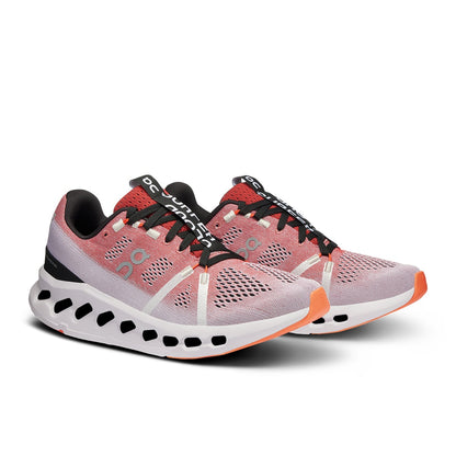 45-degree view of the On Cloudsurfer Auburn-Frost women’s running shoe 