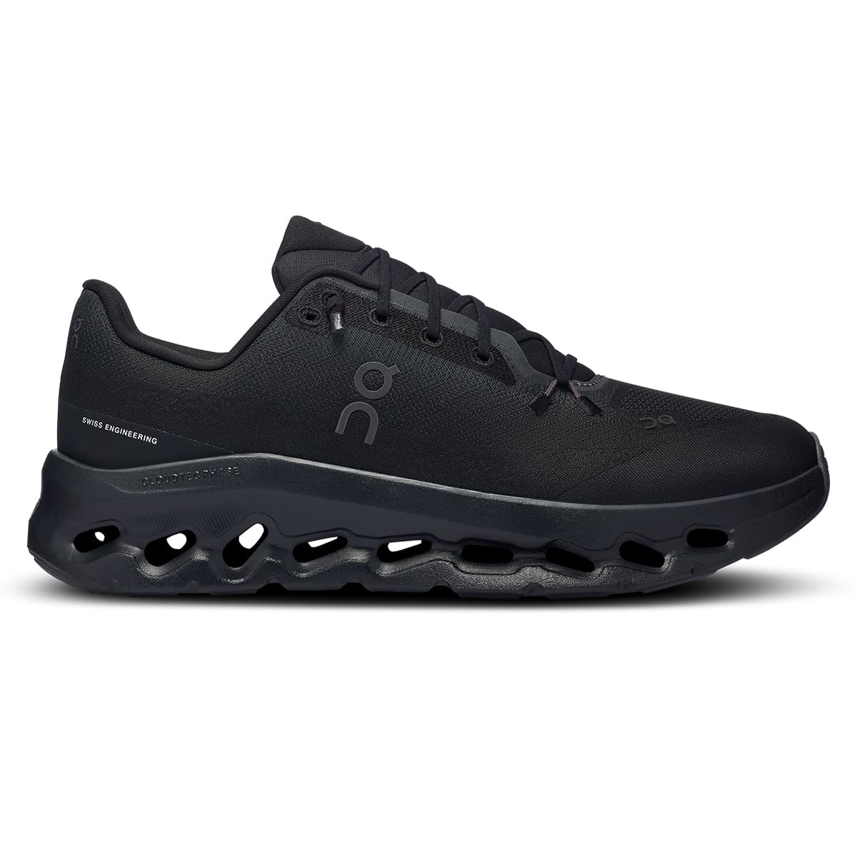 Right side view of the On Cloudtilt Eclipse-Black men’s running shoe 