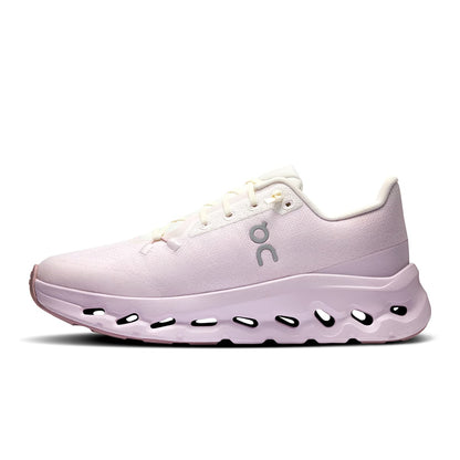 Left side view of the On Cloudtilt Ivory Orchid women’s running shoe 