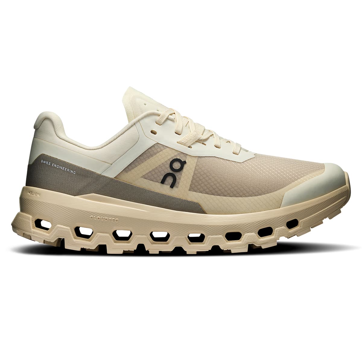 Right side view of the On Cloudvista 2 Cream Desert women’s running shoe #color_cream-desert