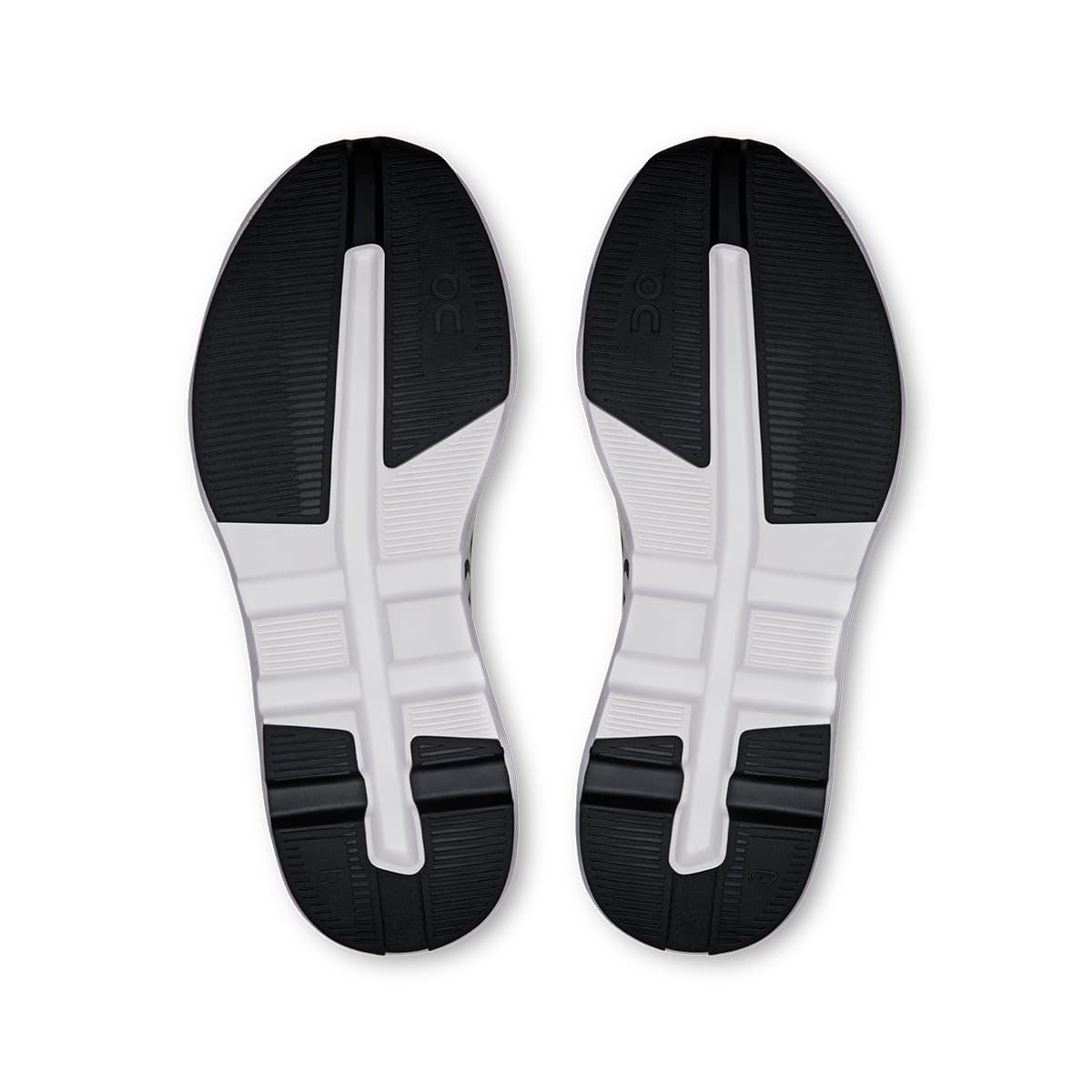 Soles of the On Cloudzone Ice-Black women’s running shoes #color_ice-black