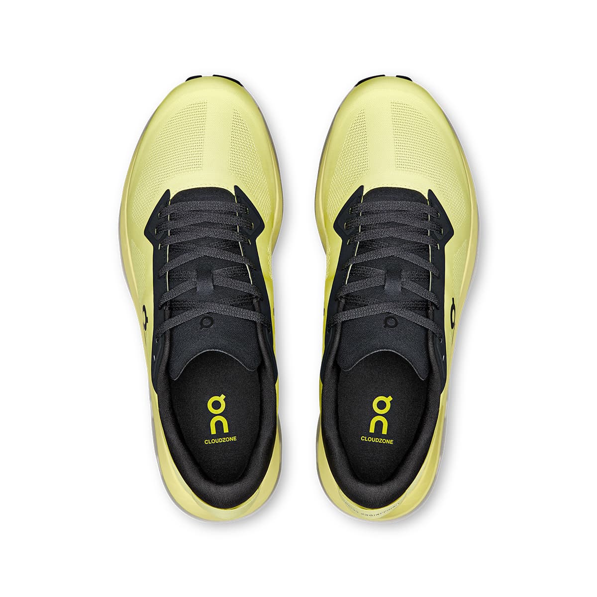 Top view of the On Cloudzone Limelight-Black men’s running shoes #color_limelight-black