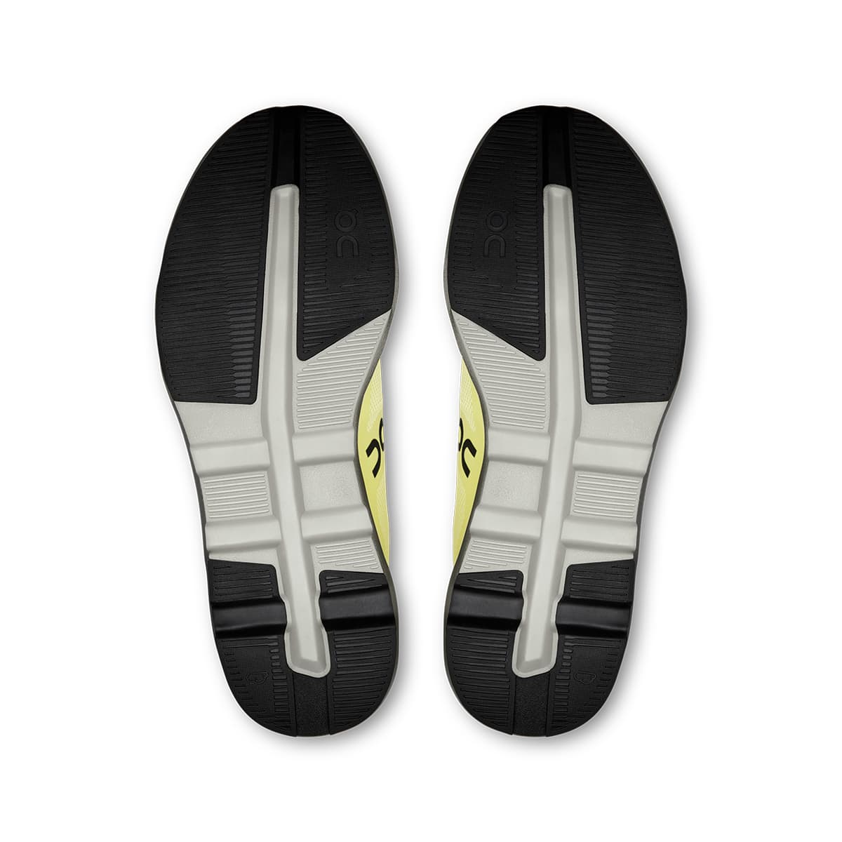 Soles of the On Cloudzone Limelight-Black men’s running shoes #color_limelight-black
