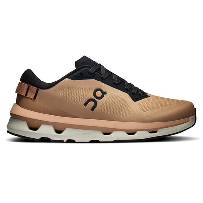 Right side view of the On Cloudzone Rosebrown-Black women’s running shoe 