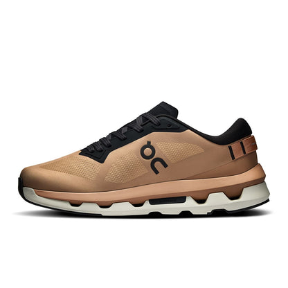 Left side view of the On Cloudzone Rosebrown-Black women’s running shoe 