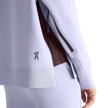 Women wearing the On Hoodie Colour Lavender Ox - Detail  Side Zip 