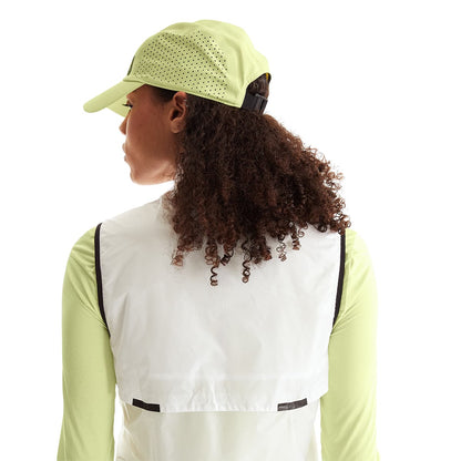 Female Model wearing the On Lightweight Cap Colour Hay - Rear View 
