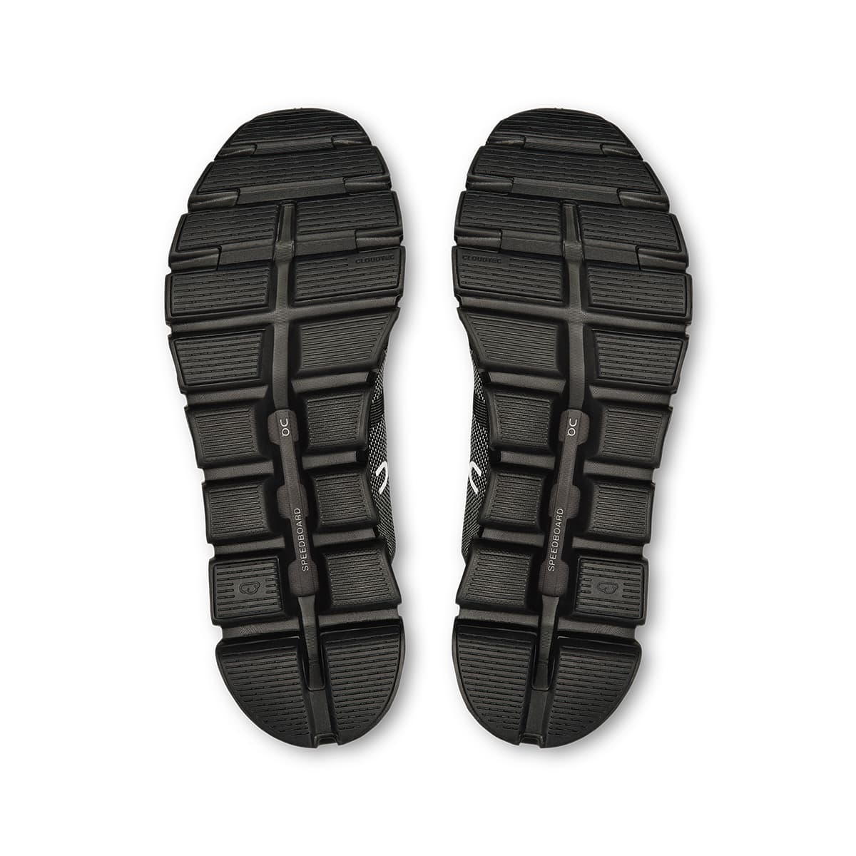 Soles of the On Cloud 6 Versa Black-Eclipse men’s sneaker shoes #color_black-eclipse