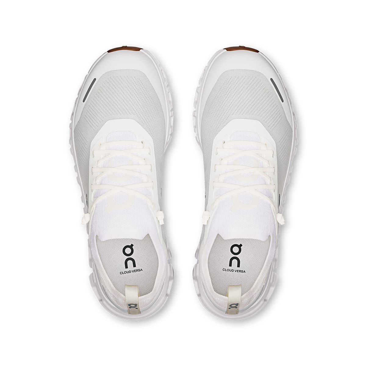 Top view of the On Cloud 6 Versa White-White women’s sneaker shoes #color_white-white
