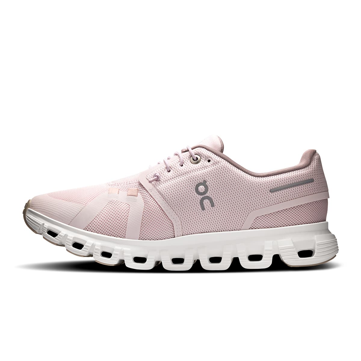Left side view of the On Cloud 6 Orchid-Fade women’s running shoe 