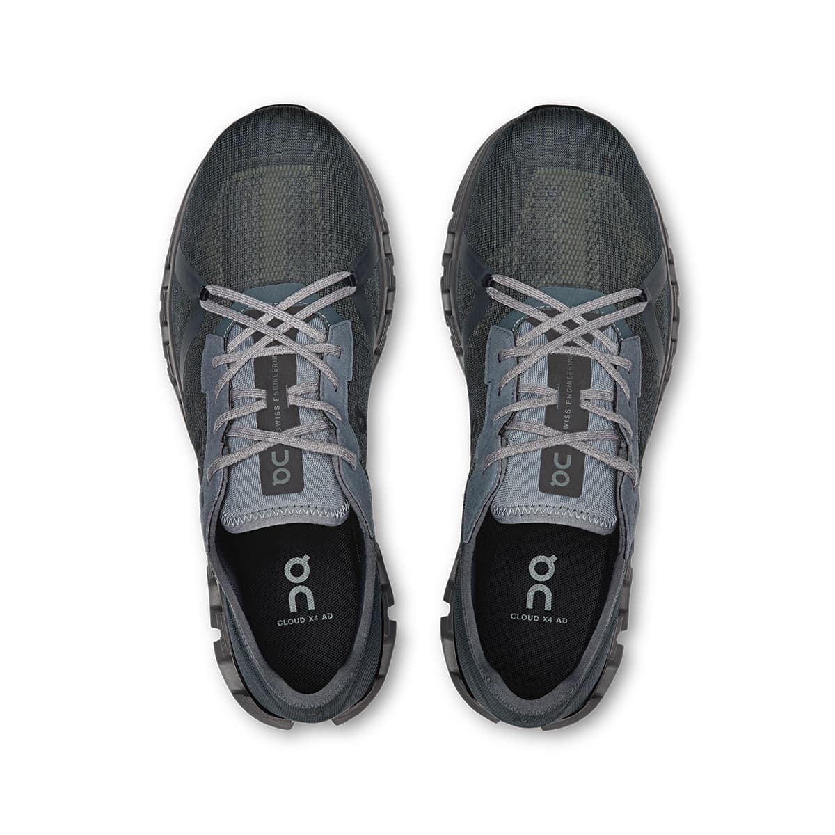 Top view of the On Cloud X 4 AD Stone-Black men’s running shoes #color_stone-black