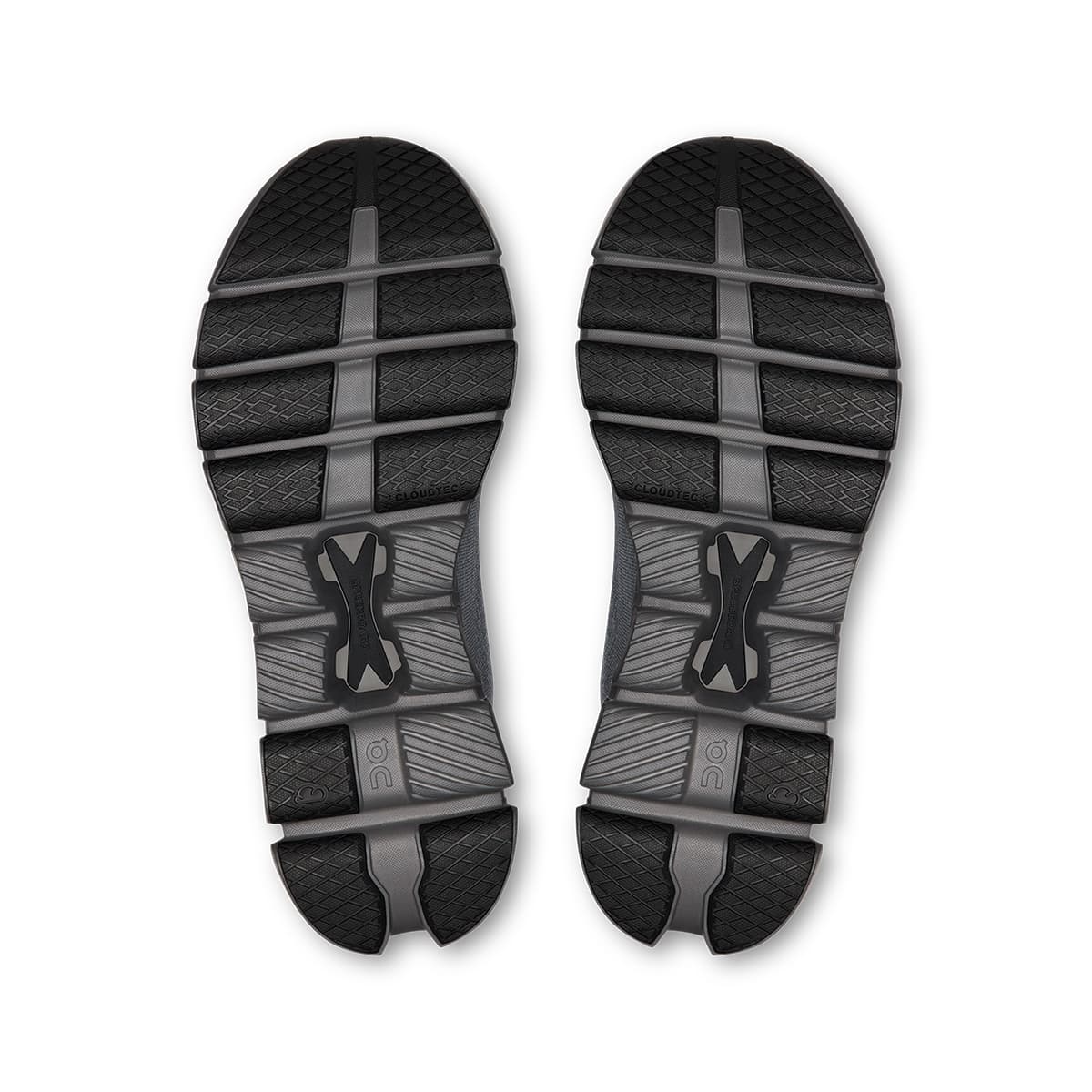 Soles of the On Cloud X 4 AD Stone-Black men’s running shoes #color_stone-black