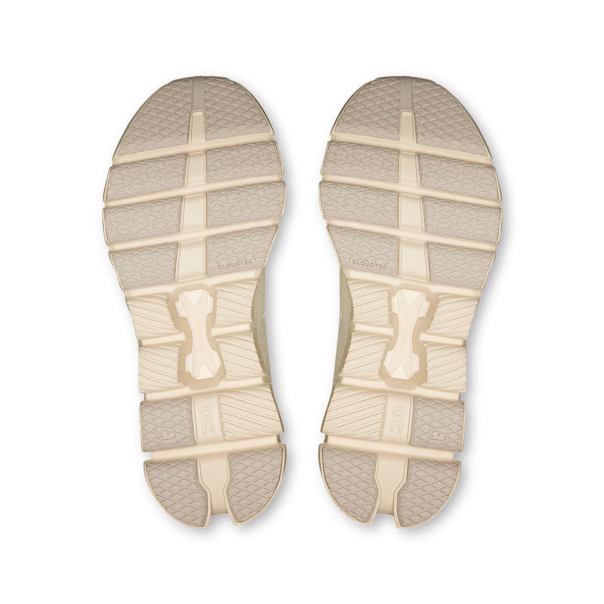 Soles of the On Cloud X 4 Ghost-Dew women’s running shoes 