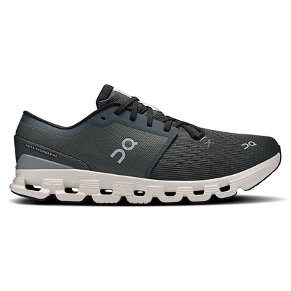 Right side view of the On Cloud X 4 Shadow-Apollo men’s running shoe 