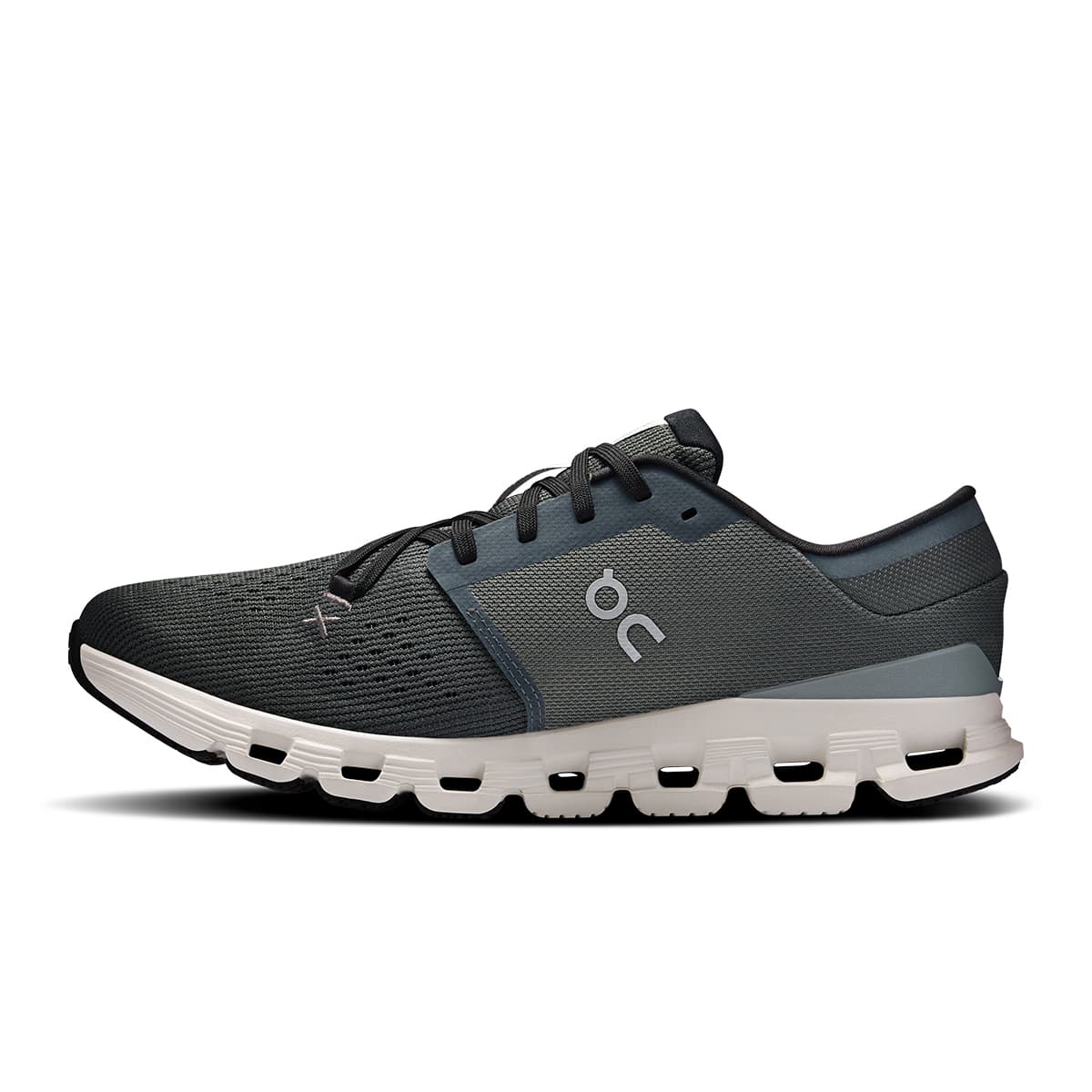 Left side view of the On Cloud X 4 Shadow-Apollo men’s running shoe 
