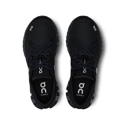 Top view of the On Cloud X4 Black-Eclipse women’s running shoes 