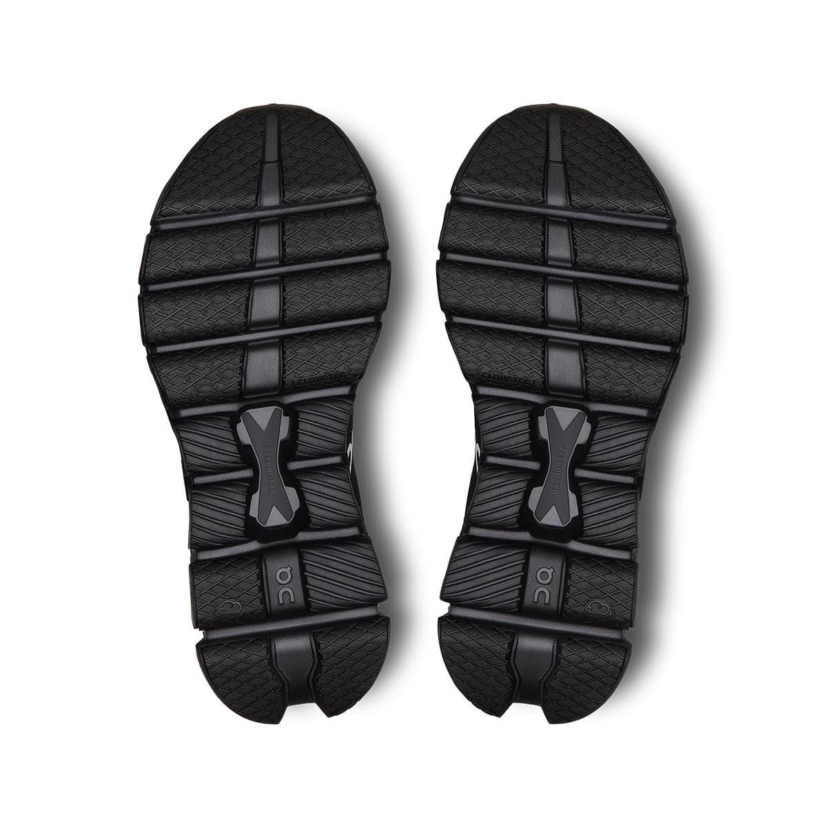 Soles of the On Cloud X4 Black-Eclipse women’s running shoes 
