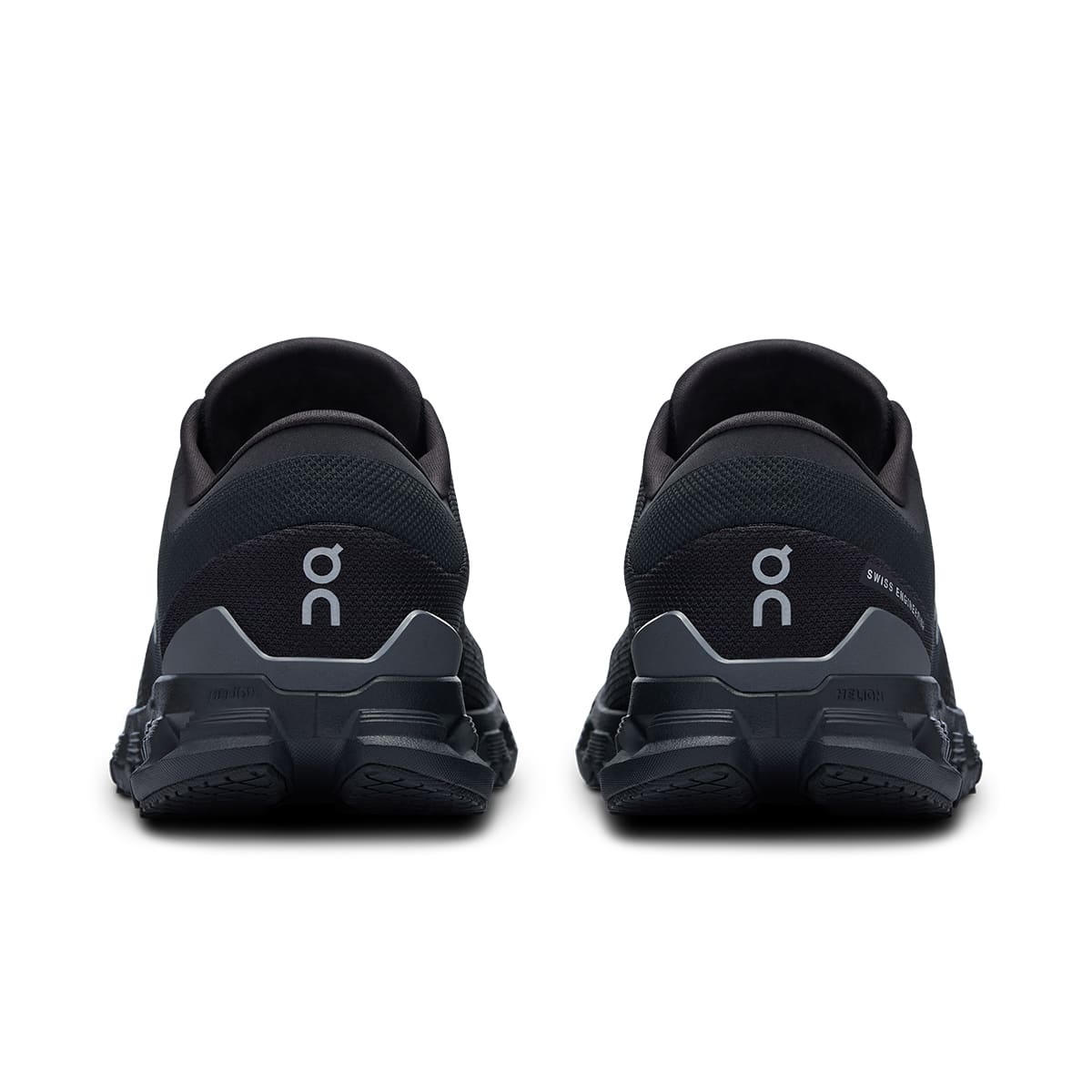 Back view of the On Cloud X4 Black-Eclipse women’s running shoe 
