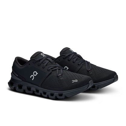 45-degree view of the On Cloud X4 Black-Eclipse women’s running shoe 