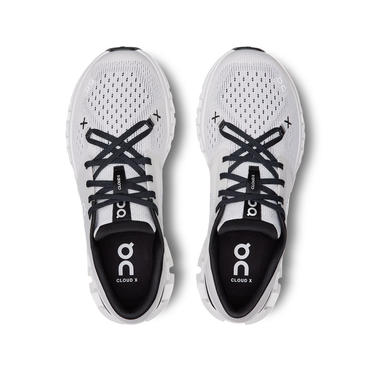 Top view of the On Cloud X4 Ivory-Black women’s running shoes #color_ivory-black