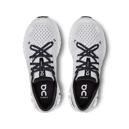 Top view of the On Cloud X4 Ivory-Black women’s running shoes 