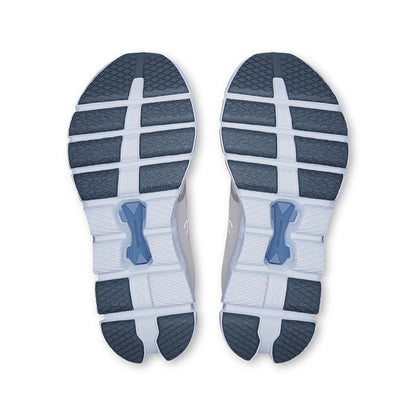 Soles of the On Cloud X4 Silver-Chambray women’s running shoes 