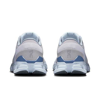 Back view of the On Cloud X4 Silver-Chambray women’s running shoe 