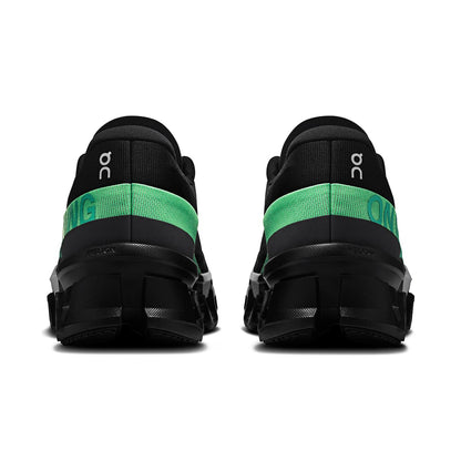 Back view of the On Cloudmonster 2 Black-Glacier men’s running shoe 