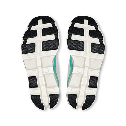 Soles of the On Cloudmonster 2 Cream Horizon women’s running shoes 