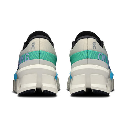 Back view of the On Cloudmonster 2 Cream Horizon women’s running shoe 
