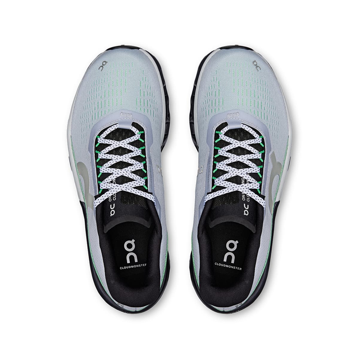 Top view of the On Cloudmonster 2 Nimbus-Arctic women’s running shoes 