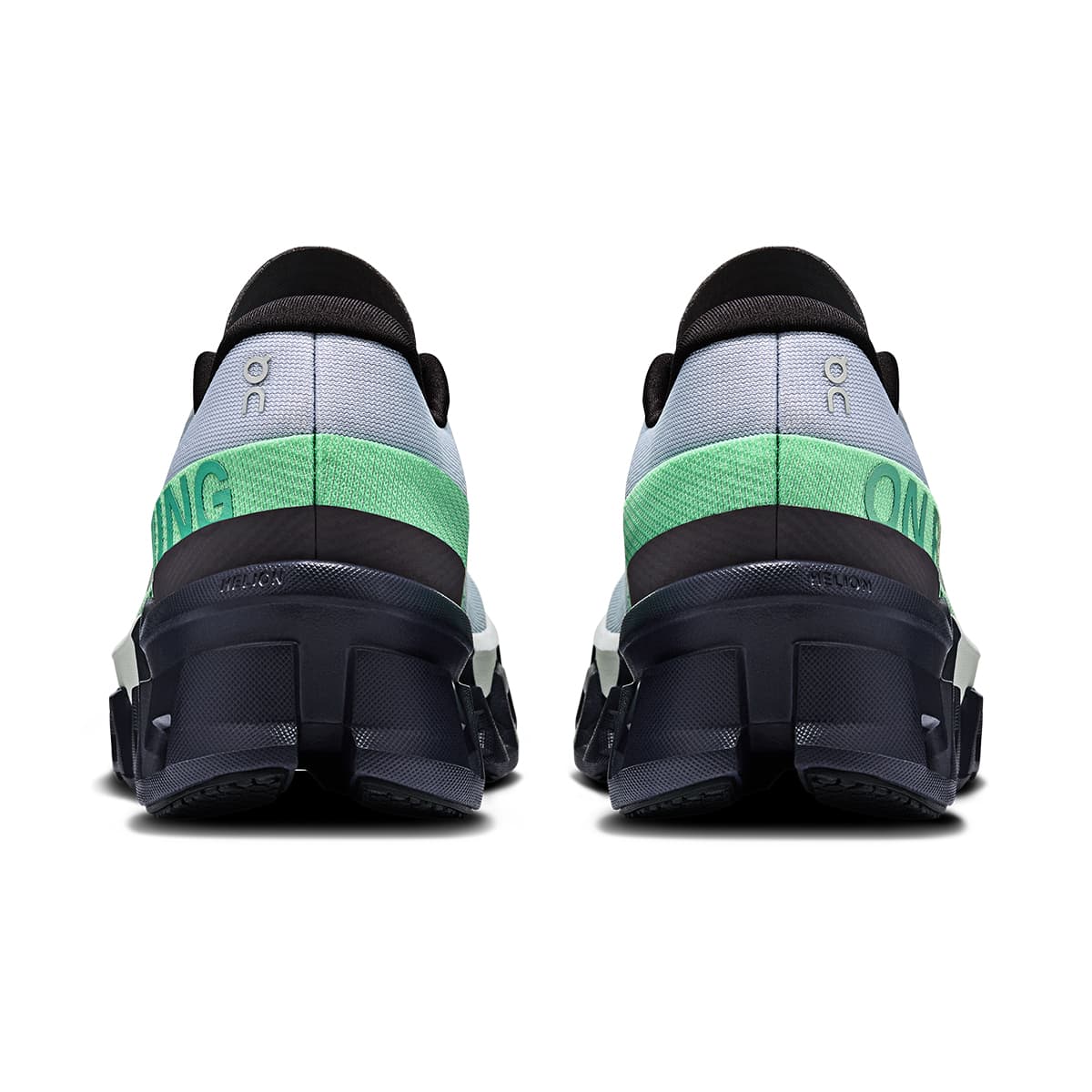 Back view of the On Cloudmonster 2 Nimbus-Arctic women’s running shoe 