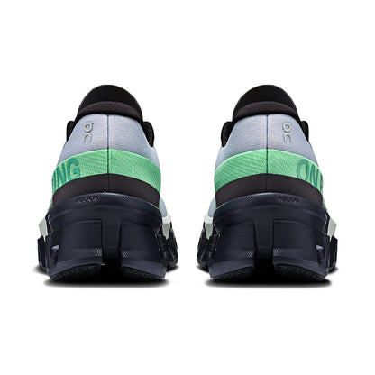 Back view of the On Cloudmonster 2 Nimbus-Arctic women’s running shoe 