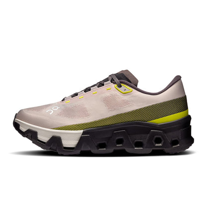 Left side view of the On Cloudmonster Hyper Fade Lime men’s running shoe 