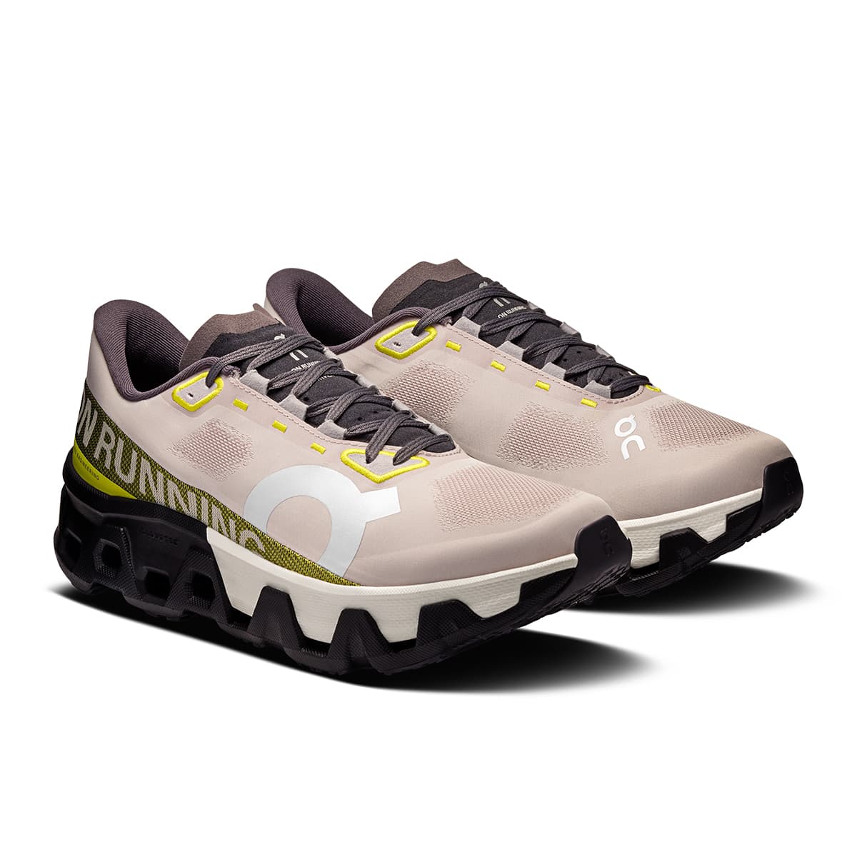 45-degree view of the On Cloudmonster Hyper Fade Lime men’s running shoe 